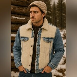 Levi’s Men Sherpa Panel Denim Jean Trucker Jacket